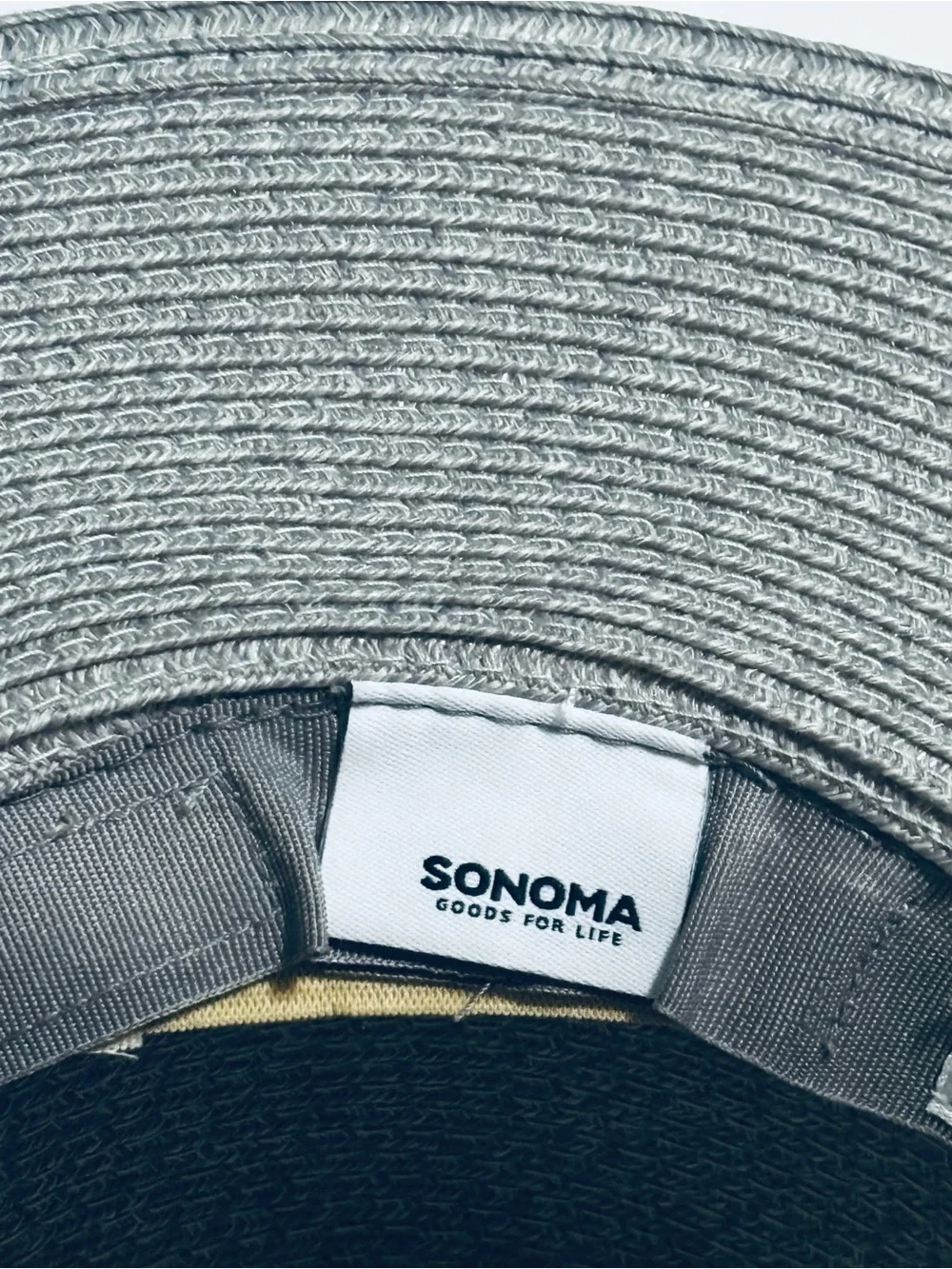 Sonoma Light Gray Women's Straw Sun Hat with Ribbon